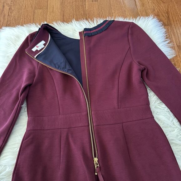 Boden Polperro Ottoman Grosgrain Dress Women’s 8R Red Navy Lined Pleated Pencil - Picture 11 of 13